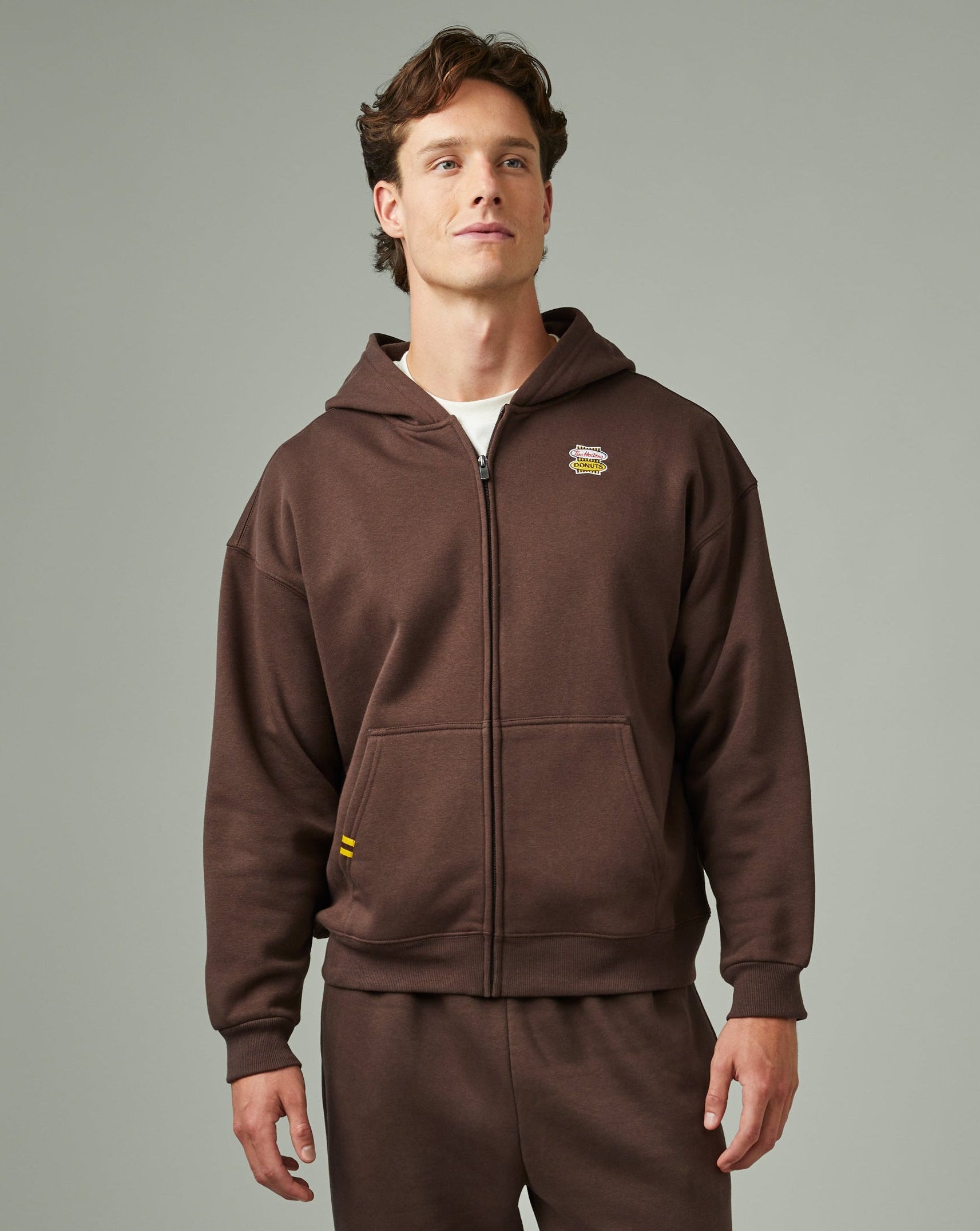 Chandail à capuchon unisexe à glissière Tim – Espresso - Image #2