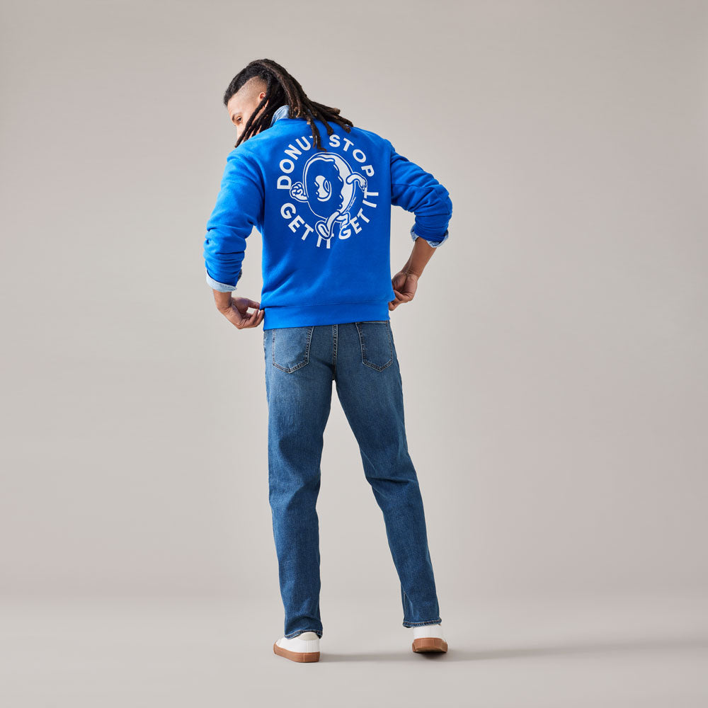 Donut Stop Get It Unisex Crewneck Sweatshirt - Royal Blue | TimShop