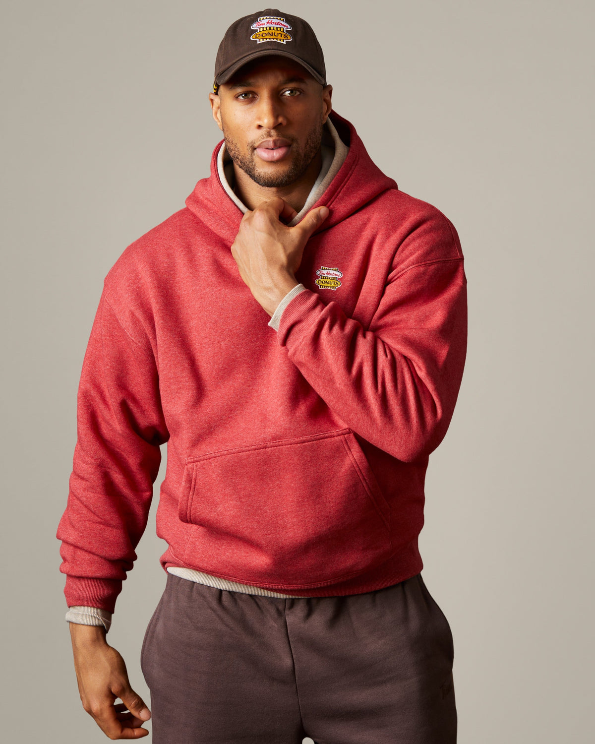Retro Logo Unisex Hoodie - Red Marl - TimShop