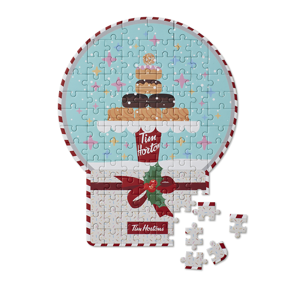 Tim Hortons 100 Piece Snow Globe Puzzle | Casse-tête boule à neige de 100 morceaux de Tim Hortons