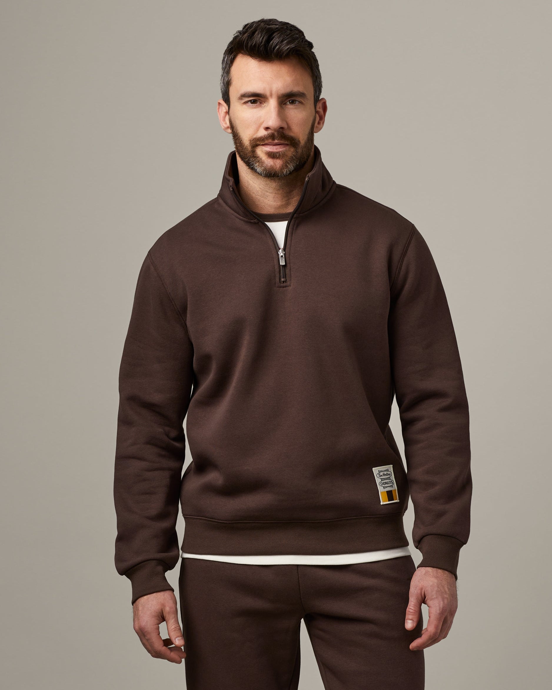 *p(R)ojectR® Logo Half Zip Sweat Lサイズ Tim Hortons Quarter Zip Sweatshirt | Retro Logo Unisex | Espresso