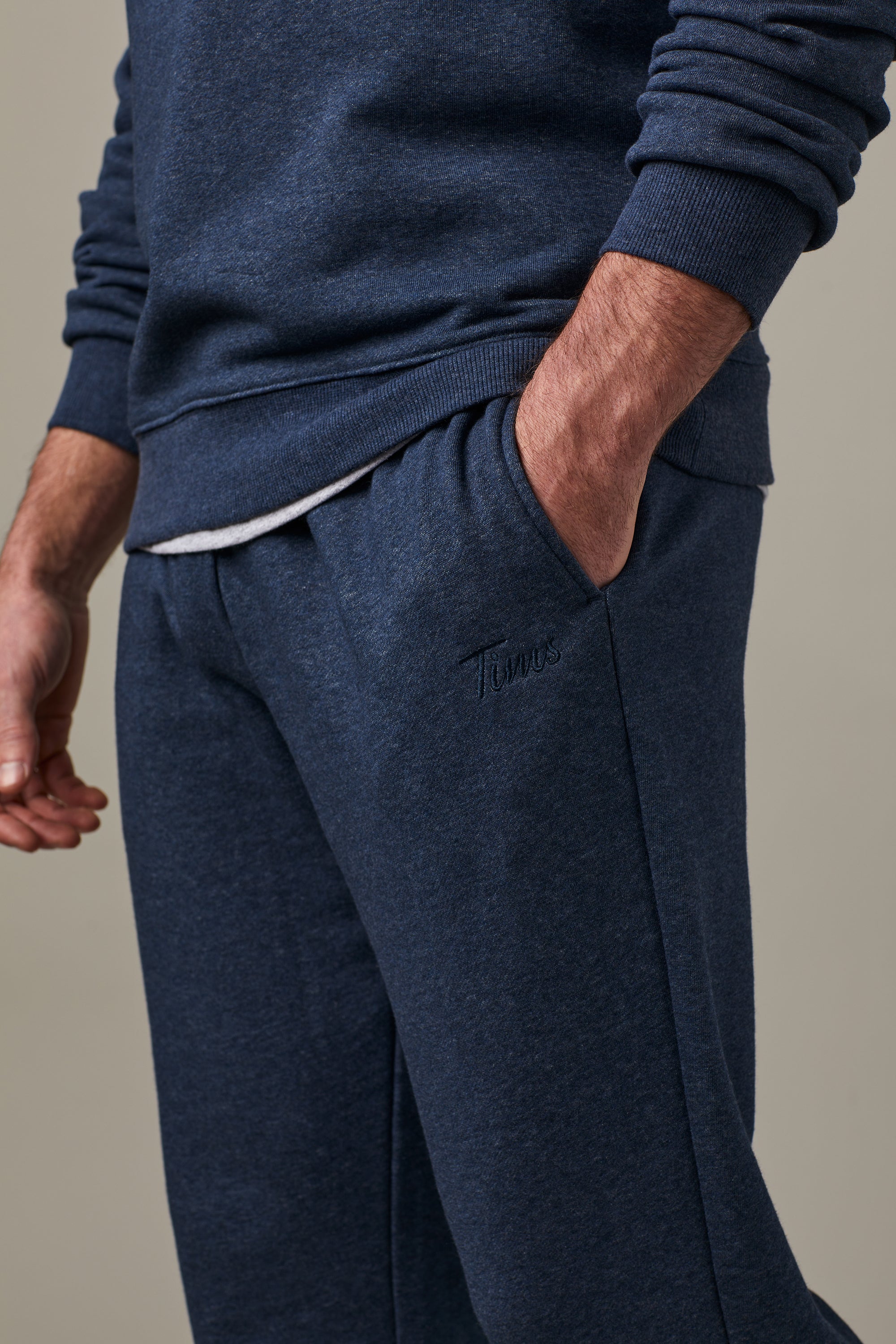 Tims Unisex French Terry Joggers - Navy Marl - Secondary Image