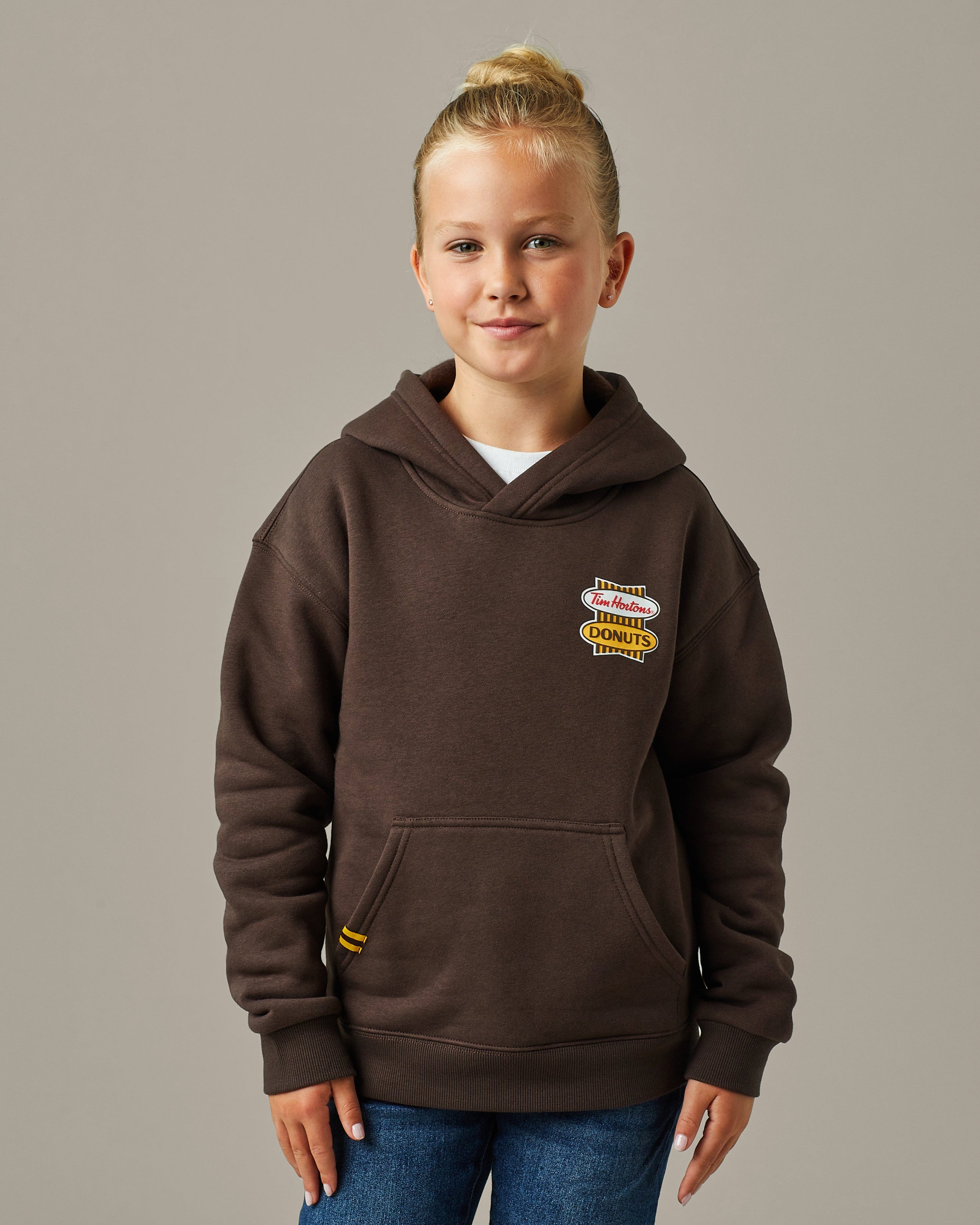 Retro Logo Unisex Kids Hoodie - Espresso - TimShop - Image #1