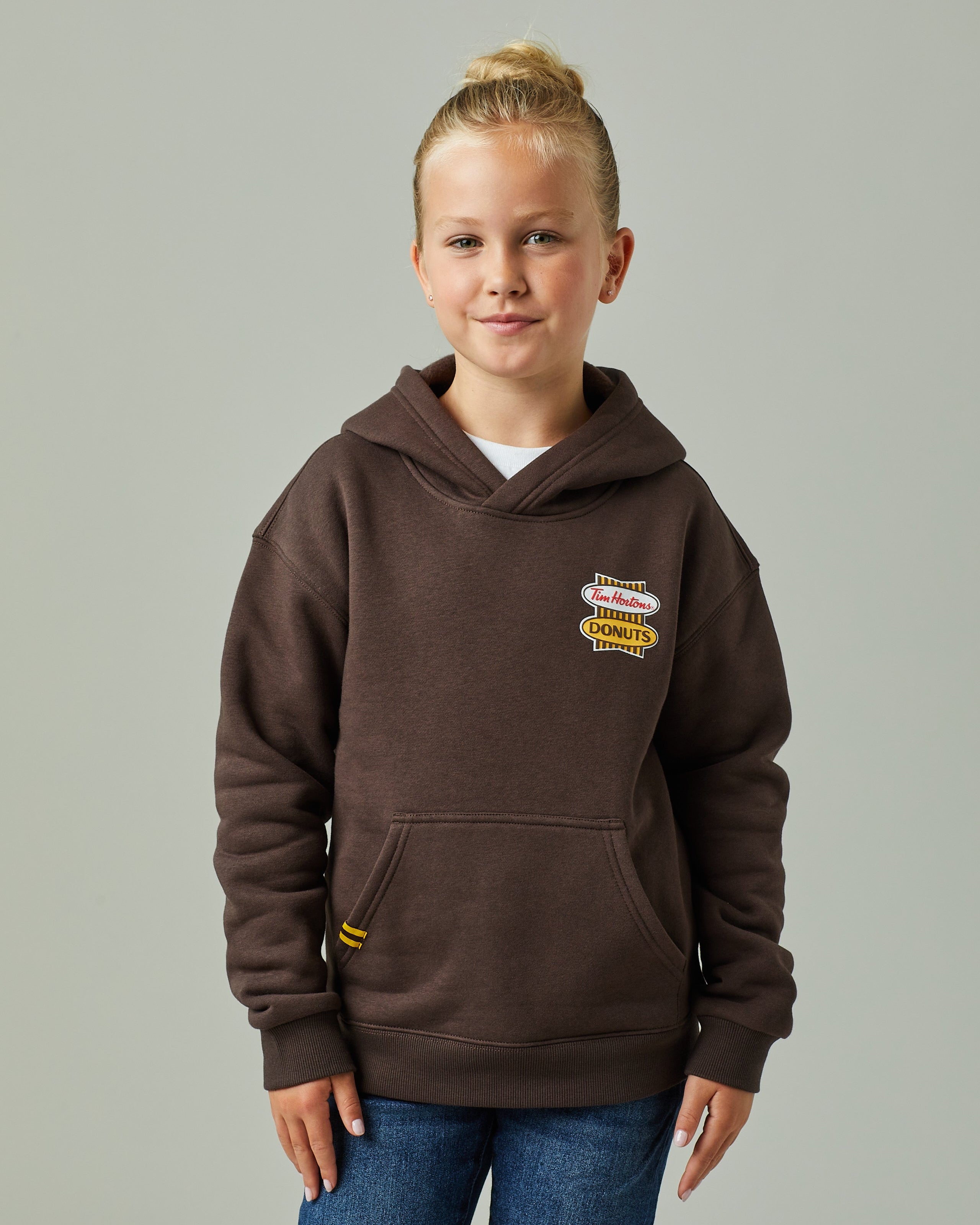 Retro Logo Unisex Kids Hoodie - Espresso - Image #1