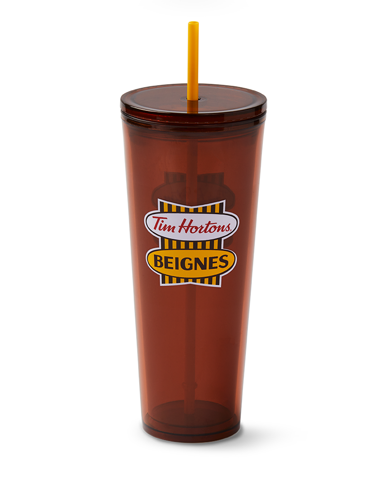 Tim Hortons 24oz Plastic Retro Logo Straw Tumbler | Gobelet en plastique de 24 oz avec paille de Tim Hortons – Logo rétro - Image #1