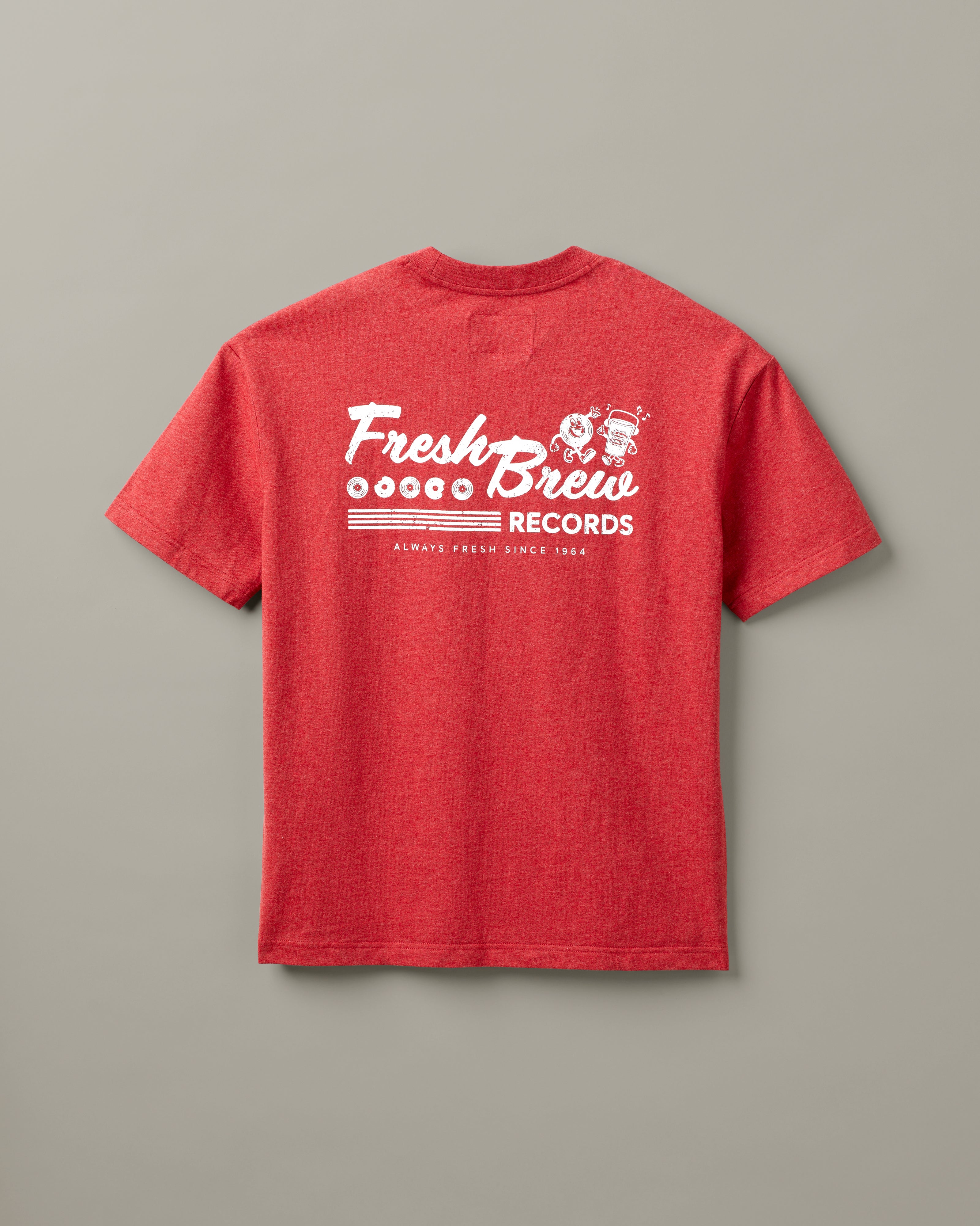 Red marl unisex t-shirt featuring retro Fresh Brew Tim Hortons graphic | T-shirt unisexe rouge chiné avec image rétro Fresh Brew Tim Hortons. - Image #5