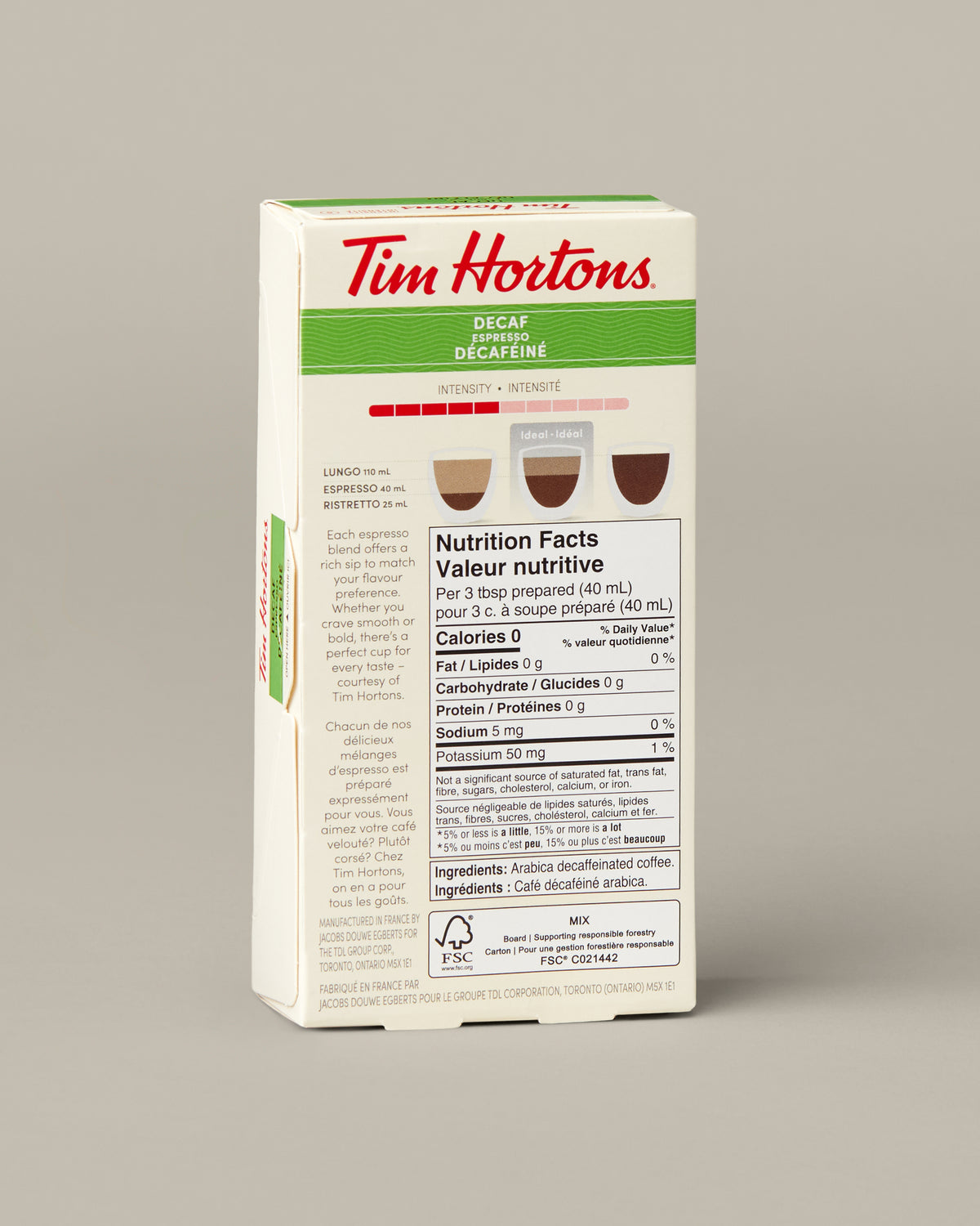 Tim Hortons Coffee | Decaf Espresso Capsules - 10 Count | TimShop