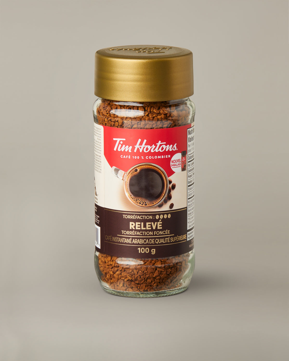 Tim Hortons Dark Roast Instant Coffee in a 100g jar. | Café instantané de torréfaction foncée Tim Hortons en pot de 100 g. - Image #3