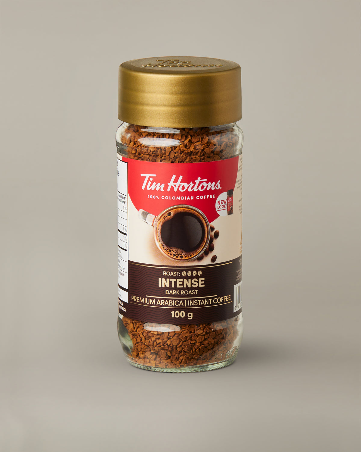 Tim Hortons Dark Roast Instant Coffee in a 100g jar. | Café instantané de torréfaction foncée Tim Hortons en pot de 100 g. - Image #1