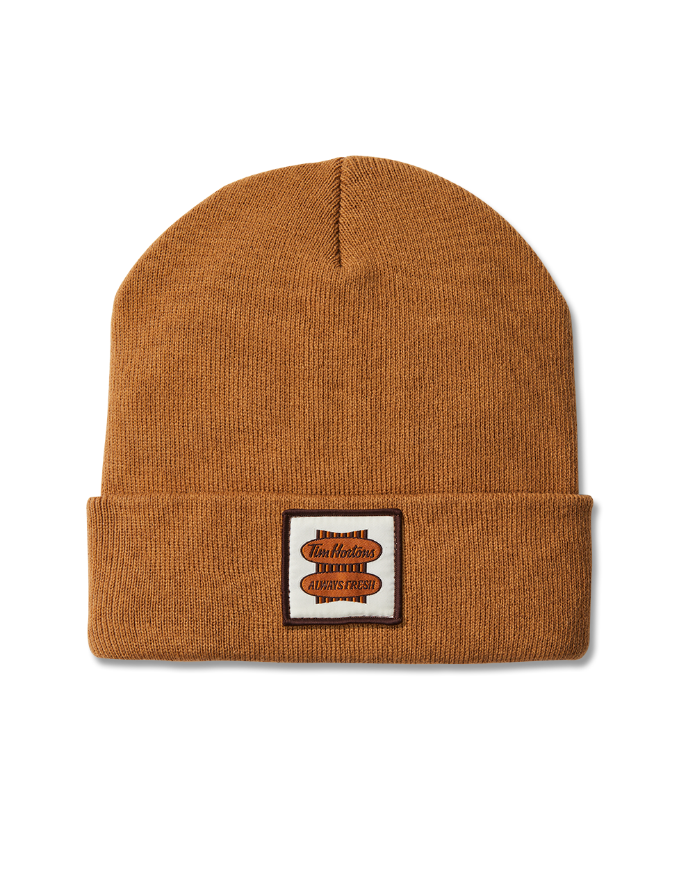 Maple brown knit toque with retro Tim Hortons patch | Tuque en tricot couleur érable avec logo Tim Hortons rétro - Image #4