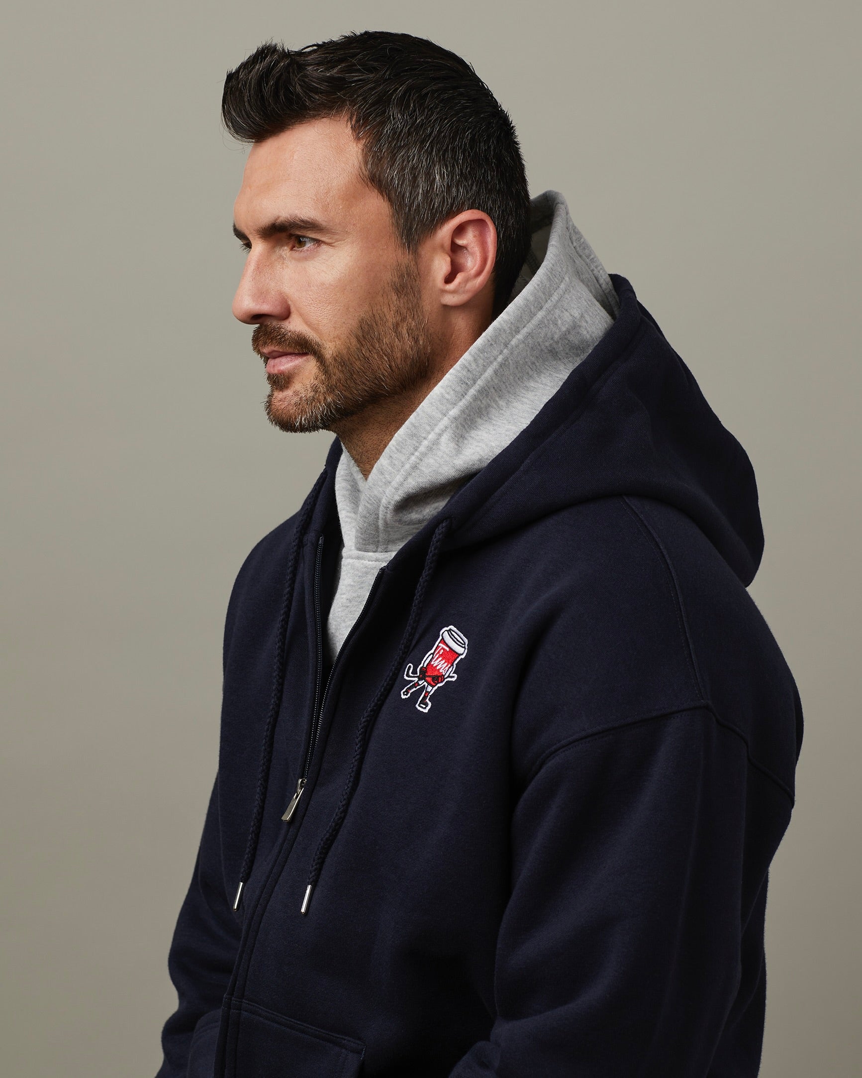 Full Zip Unisex Hoodie - Navy - Image #2