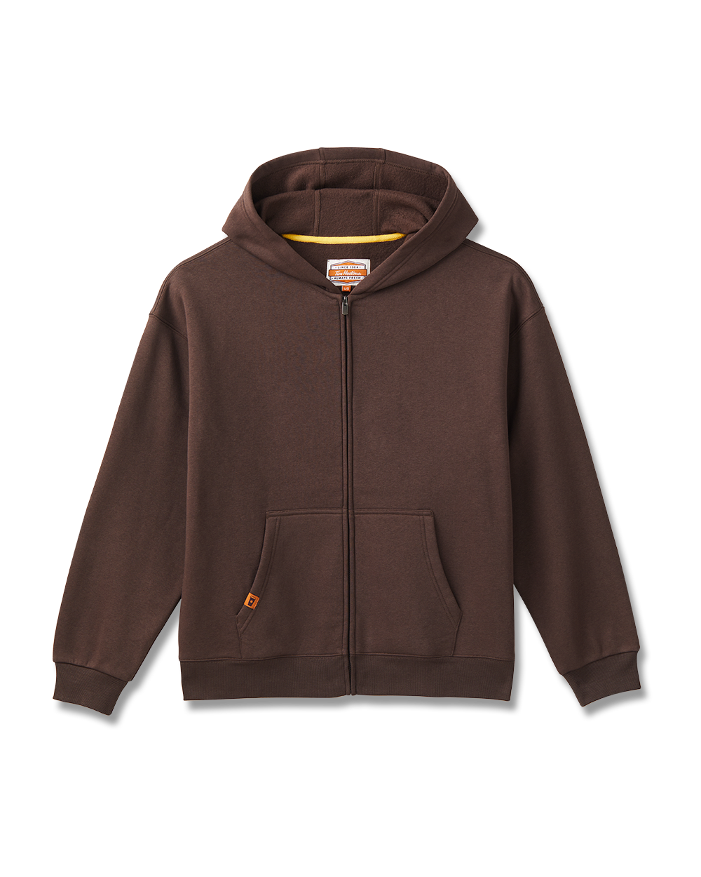 Brown full-zip hoodie in espresso tone with workwear styling | Chandail à capuchon brun à glissière dans une teinte espresso et un style de travail - Image #5